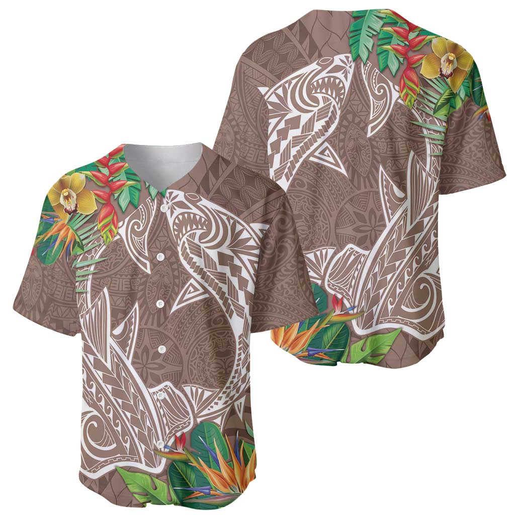 Polynesia Baseball Jersey Sharks Duo Tropical Brown LT7 - Polynesian Pride