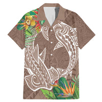 Polynesia Family Matching Mermaid Dress and Hawaiian Shirt Sharks Duo Tropical Brown