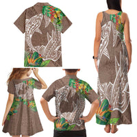Polynesia Family Matching Tank Maxi Dress and Hawaiian Shirt Sharks Duo Tropical Brown