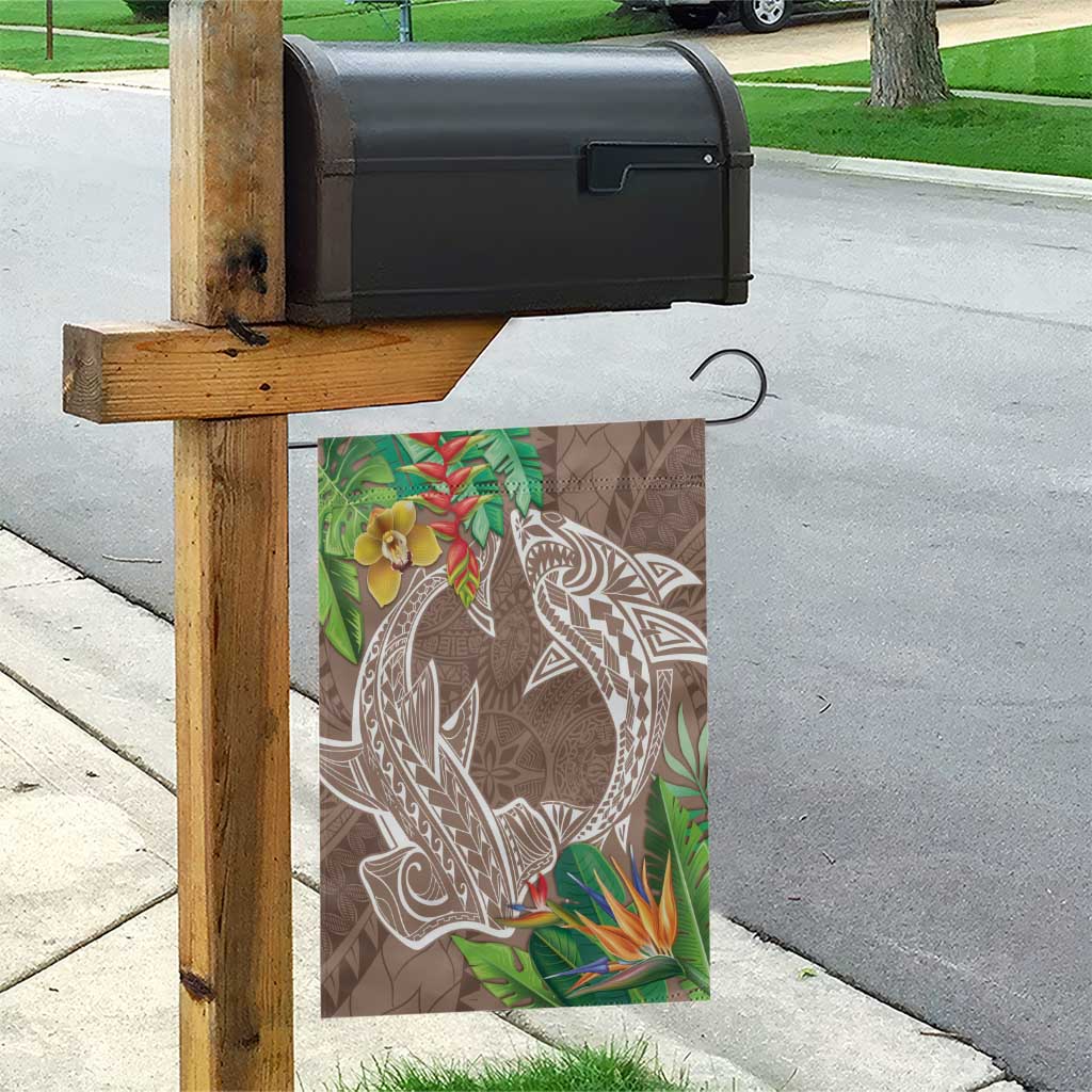 Polynesia Garden Flag Sharks Duo Tropical Brown