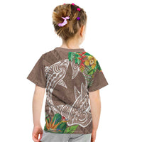 Polynesia Kid T Shirt Sharks Duo Tropical Brown LT7 - Polynesian Pride
