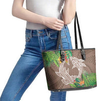 Polynesia Leather Tote Bag Sharks Duo Tropical Brown LT7 - Polynesian Pride