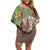 Polynesia Off Shoulder Short Dress Sharks Duo Tropical Brown