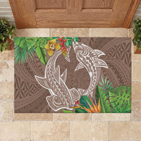 Polynesia Rubber Doormat Sharks Duo Tropical Brown