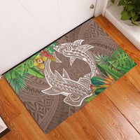 Polynesia Rubber Doormat Sharks Duo Tropical Brown