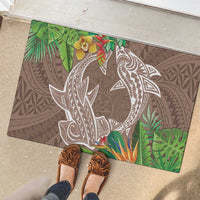 Polynesia Rubber Doormat Sharks Duo Tropical Brown