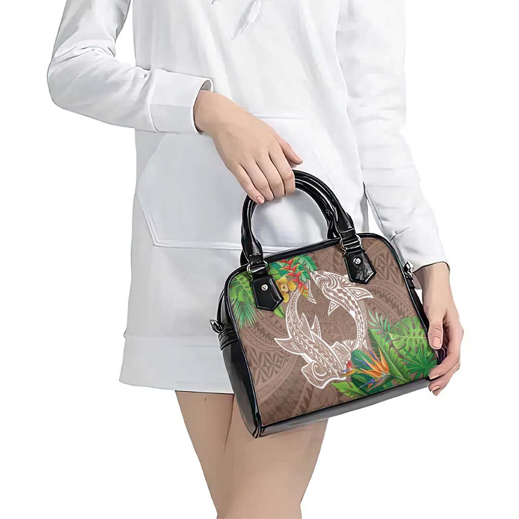 Polynesia Shoulder Handbag Sharks Duo Tropical Brown LT7 - Polynesian Pride
