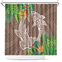 Polynesia Shower Curtain Sharks Duo Tropical Brown LT7 Brown - Polynesian Pride
