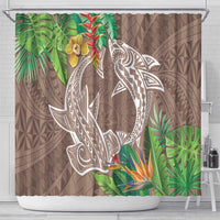 Polynesia Shower Curtain Sharks Duo Tropical Brown LT7 - Polynesian Pride