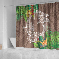 Polynesia Shower Curtain Sharks Duo Tropical Brown LT7 - Polynesian Pride