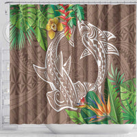 Polynesia Shower Curtain Sharks Duo Tropical Brown LT7 - Polynesian Pride