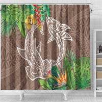 Polynesia Shower Curtain Sharks Duo Tropical Brown LT7 - Polynesian Pride