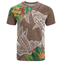 Polynesia T Shirt Sharks Duo Tropical Brown LT7 Brown - Polynesian Pride