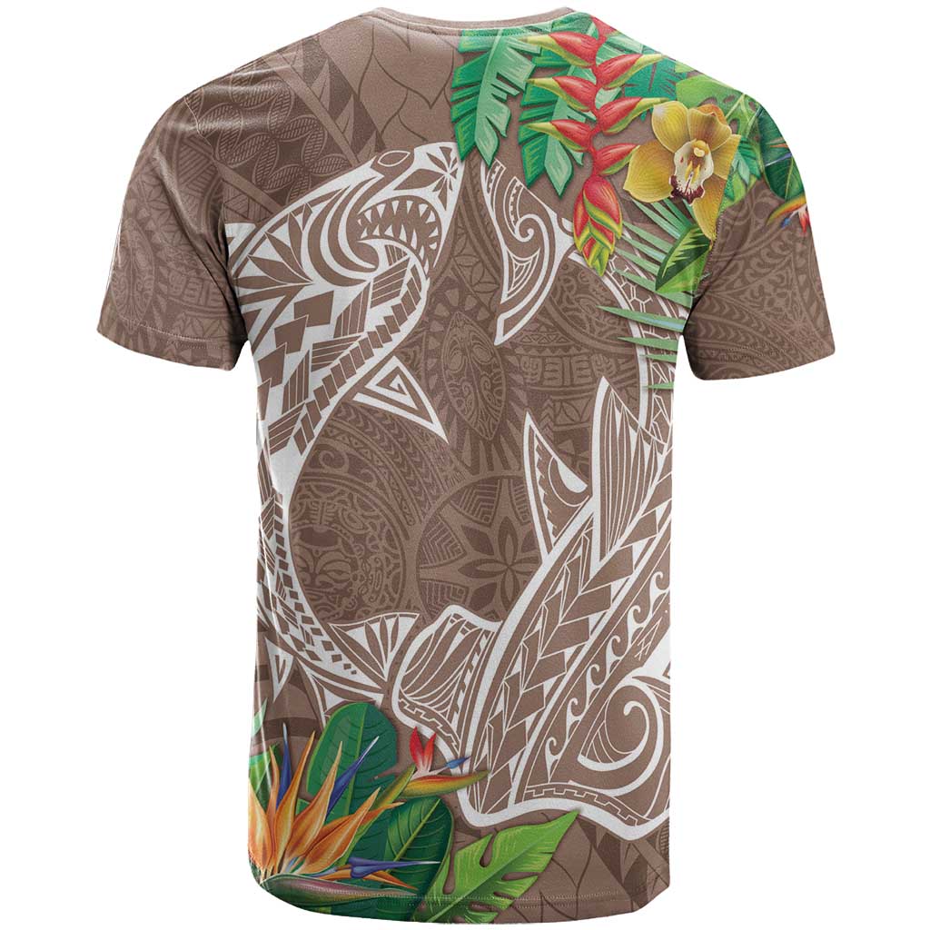 Polynesia T Shirt Sharks Duo Tropical Brown LT7 - Polynesian Pride