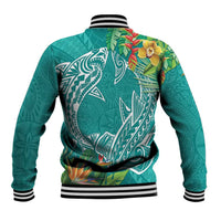 Polynesia Baseball Jacket Sharks Duo Tropical Teal LT7 - Polynesian Pride