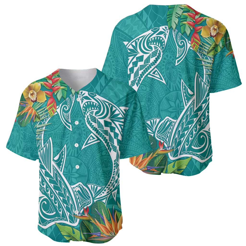 Polynesia Baseball Jersey Sharks Duo Tropical Teal LT7 - Polynesian Pride
