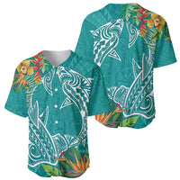 Polynesia Baseball Jersey Sharks Duo Tropical Teal LT7 - Polynesian Pride