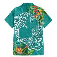 Polynesia Family Matching Mermaid Dress and Hawaiian Shirt Sharks Duo Tropical Teal