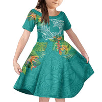 Polynesia Family Matching Summer Maxi Dress and Hawaiian Shirt Sharks Duo Tropical Teal
