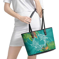 Polynesia Leather Tote Bag Sharks Duo Tropical Teal LT7 - Polynesian Pride