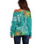 Polynesia Off Shoulder Sweater Sharks Duo Tropical Teal