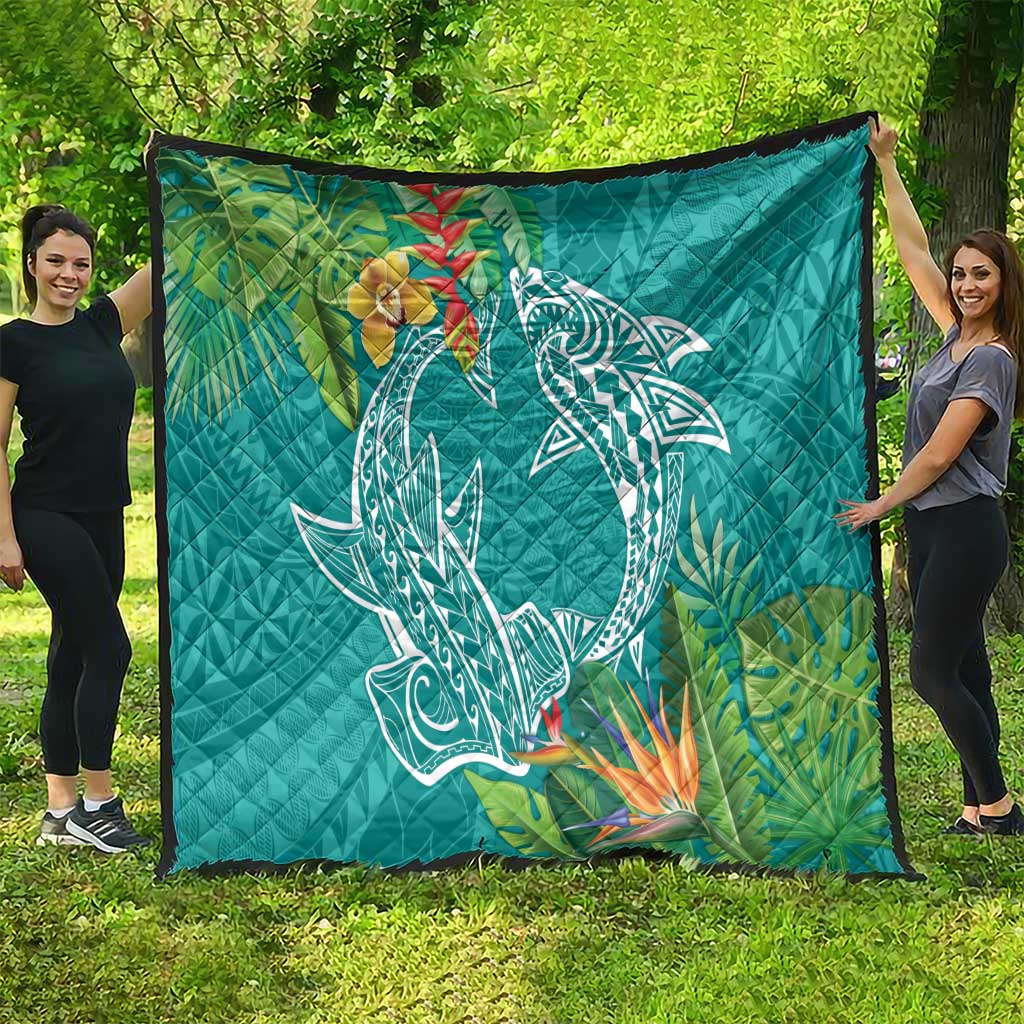 Polynesia Quilt Sharks Duo Tropical Teal LT7 - Polynesian Pride