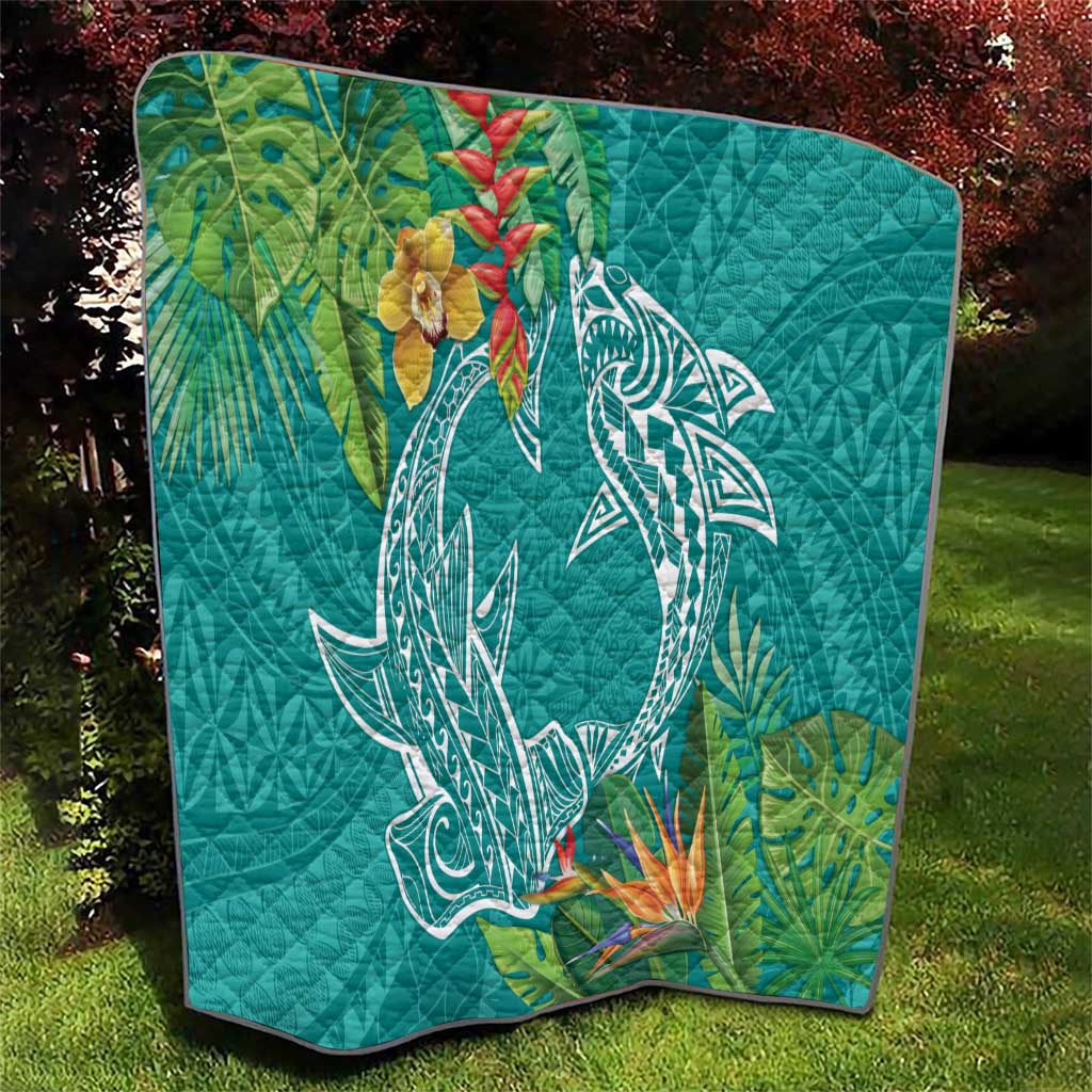Polynesia Quilt Sharks Duo Tropical Teal LT7 - Polynesian Pride