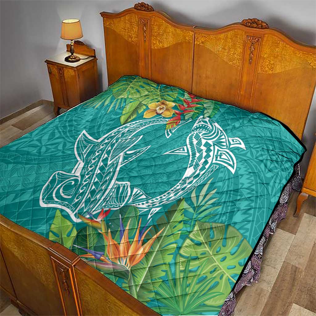 Polynesia Quilt Sharks Duo Tropical Teal LT7 - Polynesian Pride