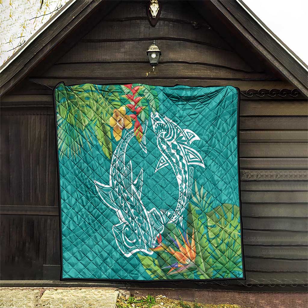 Polynesia Quilt Sharks Duo Tropical Teal LT7 - Polynesian Pride