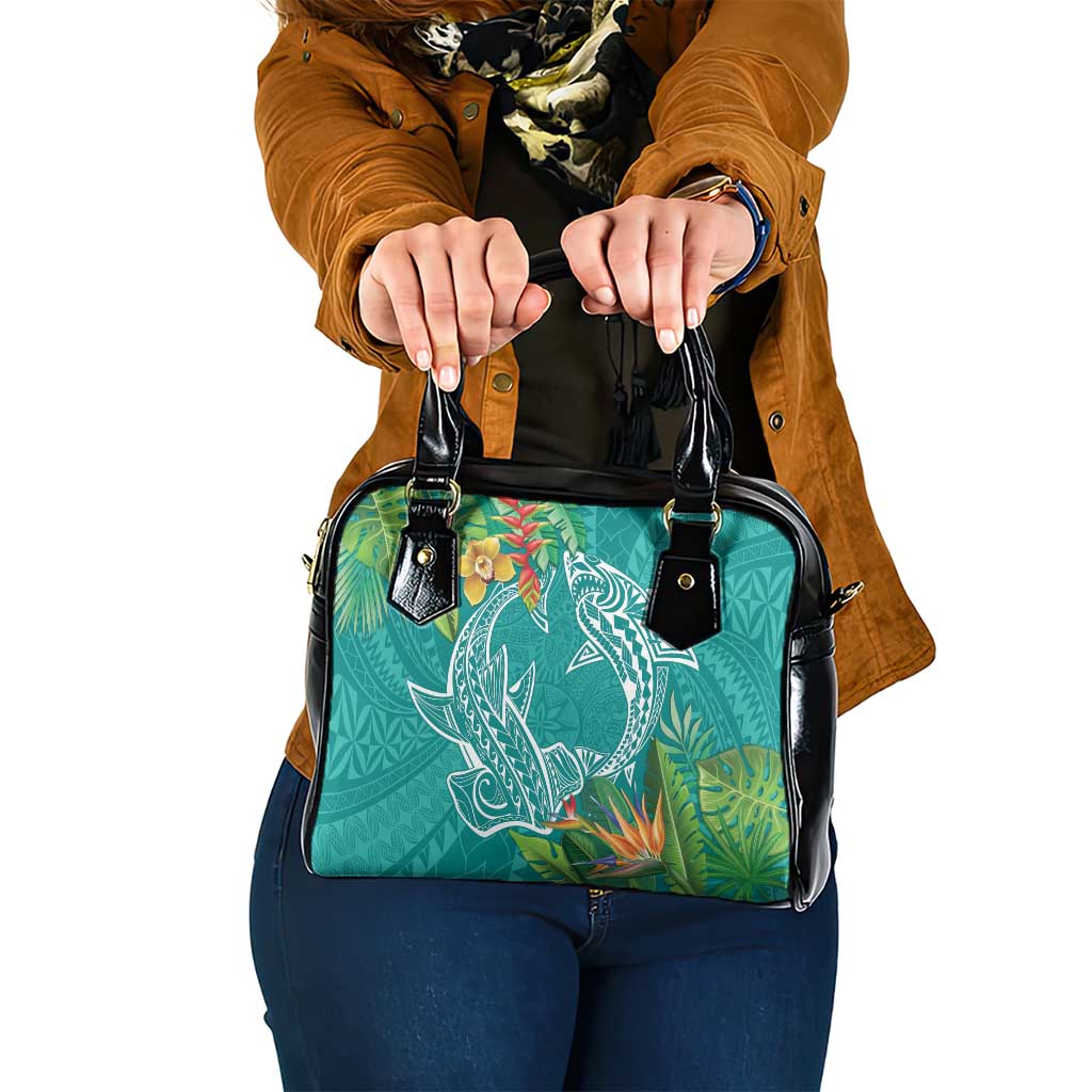 Polynesia Shoulder Handbag Sharks Duo Tropical Teal LT7 One Size Teal - Polynesian Pride