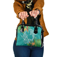 Polynesia Shoulder Handbag Sharks Duo Tropical Teal LT7 One Size Teal - Polynesian Pride