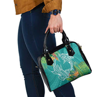 Polynesia Shoulder Handbag Sharks Duo Tropical Teal LT7 - Polynesian Pride