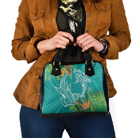 Polynesia Shoulder Handbag Sharks Duo Tropical Teal LT7 - Polynesian Pride