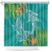 Polynesia Shower Curtain Sharks Duo Tropical Teal LT7 Teal - Polynesian Pride