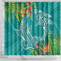 Polynesia Shower Curtain Sharks Duo Tropical Teal LT7 - Polynesian Pride