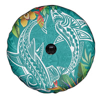 Polynesia Spare Tire Cover Sharks Duo Tropical Teal