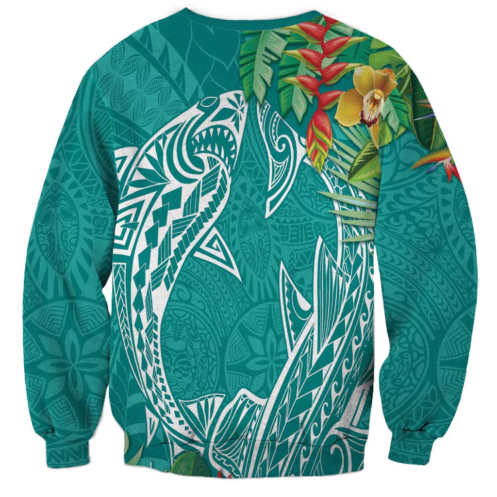 Polynesia Sweatshirt Sharks Duo Tropical Teal