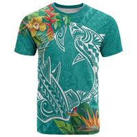 Polynesia T Shirt Sharks Duo Tropical Teal LT7 Teal - Polynesian Pride