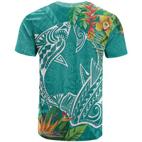Polynesia T Shirt Sharks Duo Tropical Teal LT7 - Polynesian Pride