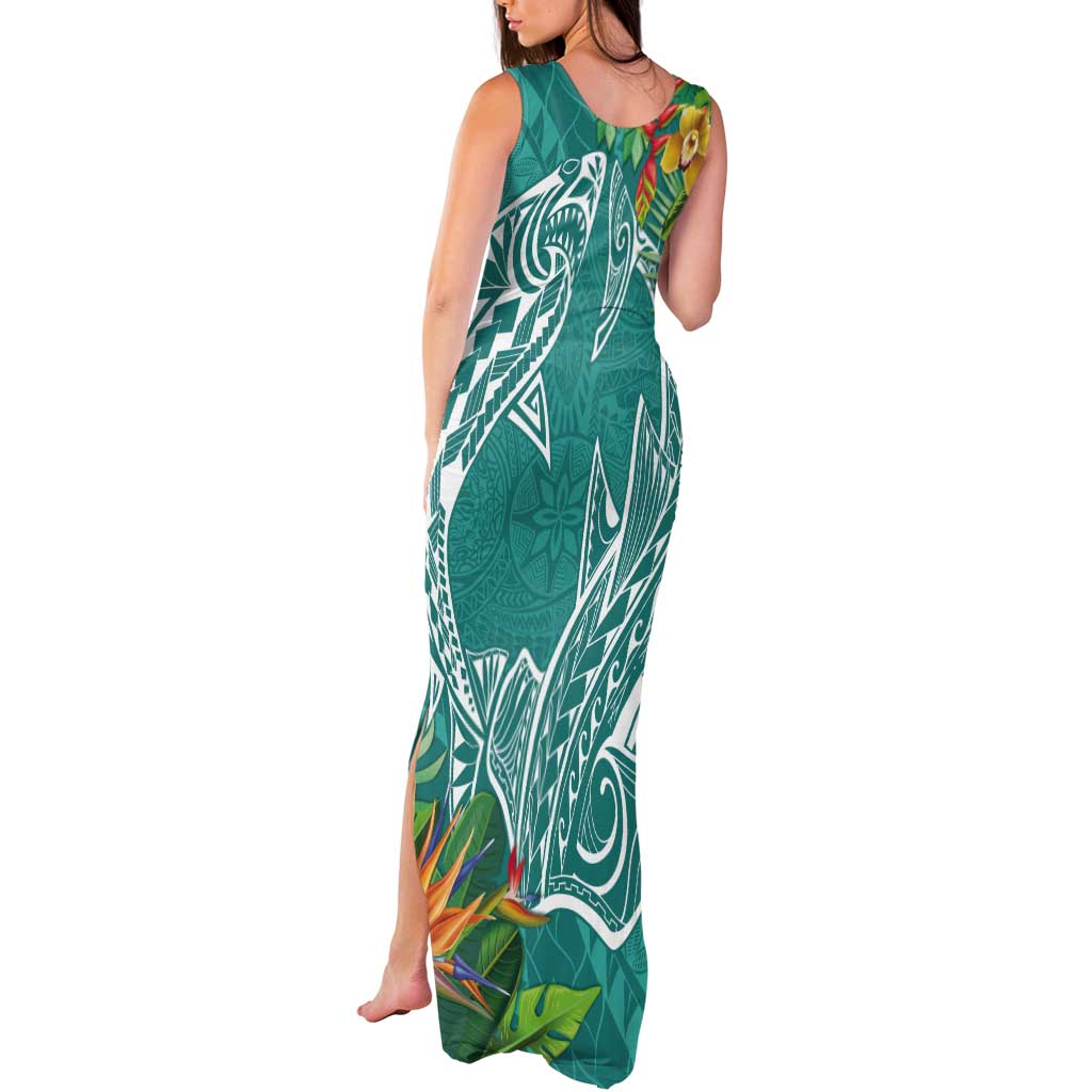 Polynesia Tank Maxi Dress Sharks Duo Tropical Teal