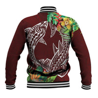 Polynesia Baseball Jacket Sharks Duo Tropical Oxblood LT7 - Polynesian Pride