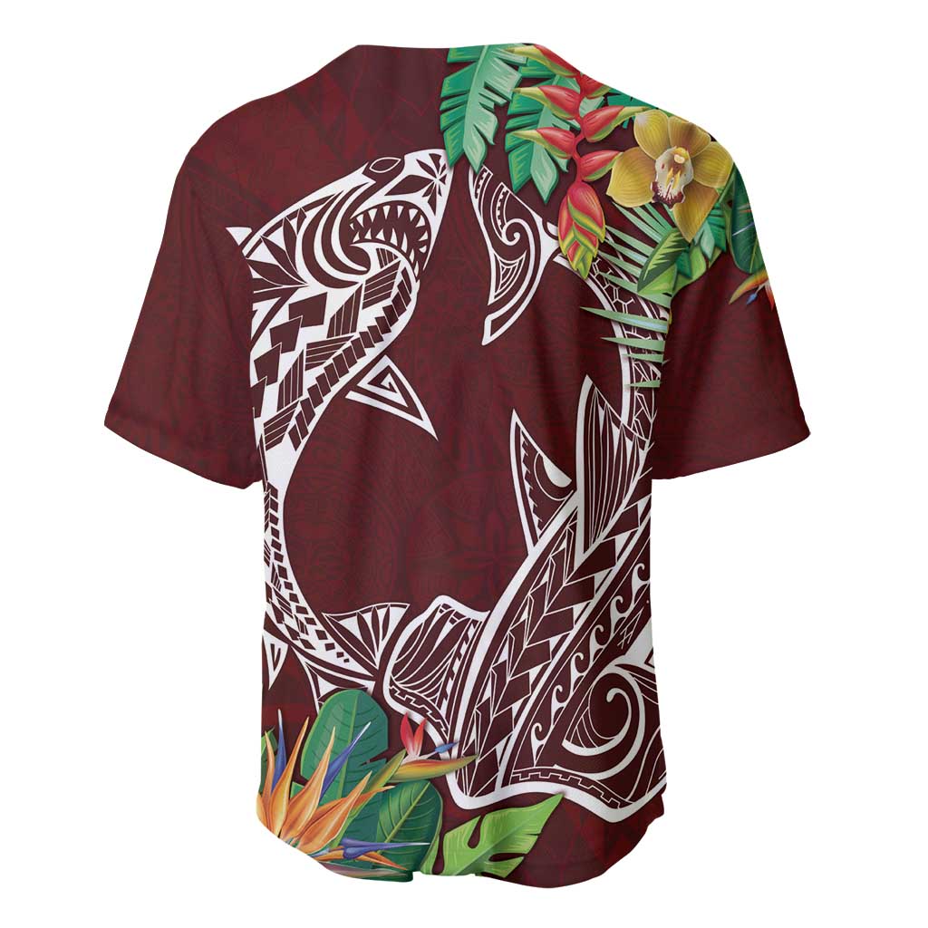 Polynesia Baseball Jersey Sharks Duo Tropical Oxblood LT7 - Polynesian Pride
