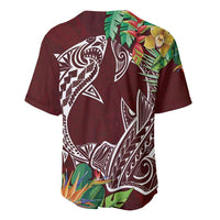 Polynesia Baseball Jersey Sharks Duo Tropical Oxblood LT7 - Polynesian Pride