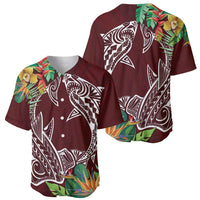 Polynesia Baseball Jersey Sharks Duo Tropical Oxblood LT7 - Polynesian Pride