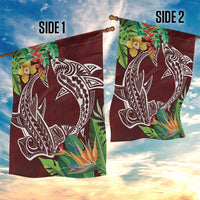Polynesia Garden Flag Sharks Duo Tropical Oxblood