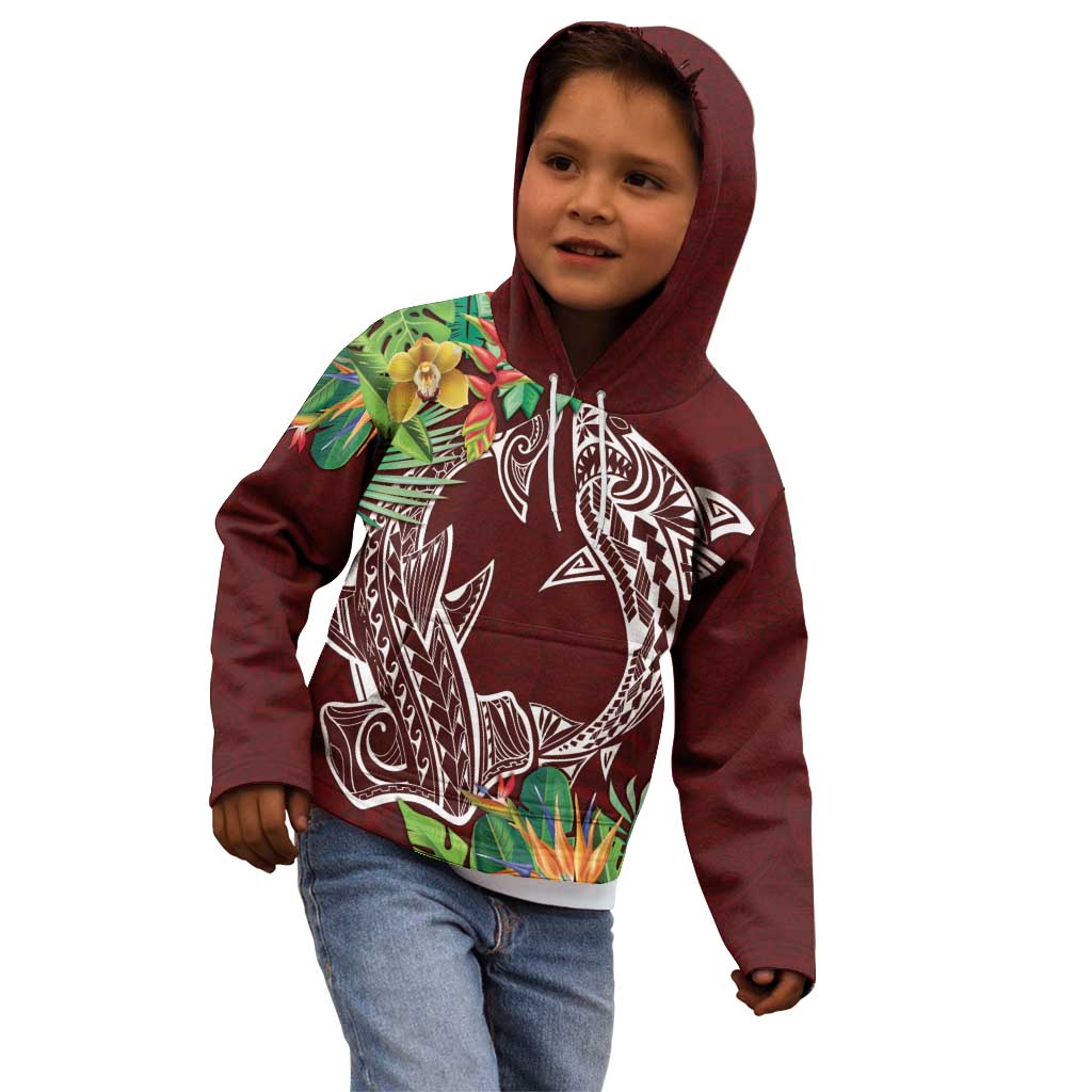 Polynesia Kid Hoodie Sharks Duo Tropical Oxblood