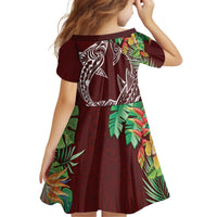 Polynesia Kid Short Sleeve Dress Sharks Duo Tropical Oxblood LT7 - Polynesian Pride