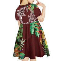Polynesia Kid Short Sleeve Dress Sharks Duo Tropical Oxblood LT7 - Polynesian Pride