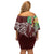 Polynesia Off Shoulder Short Dress Sharks Duo Tropical Oxblood