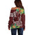 Polynesia Off Shoulder Sweater Sharks Duo Tropical Oxblood